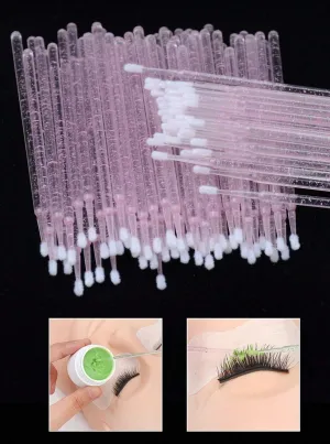 10pcs Eyelash Extension Pink Glitter Lash Applicator Swab