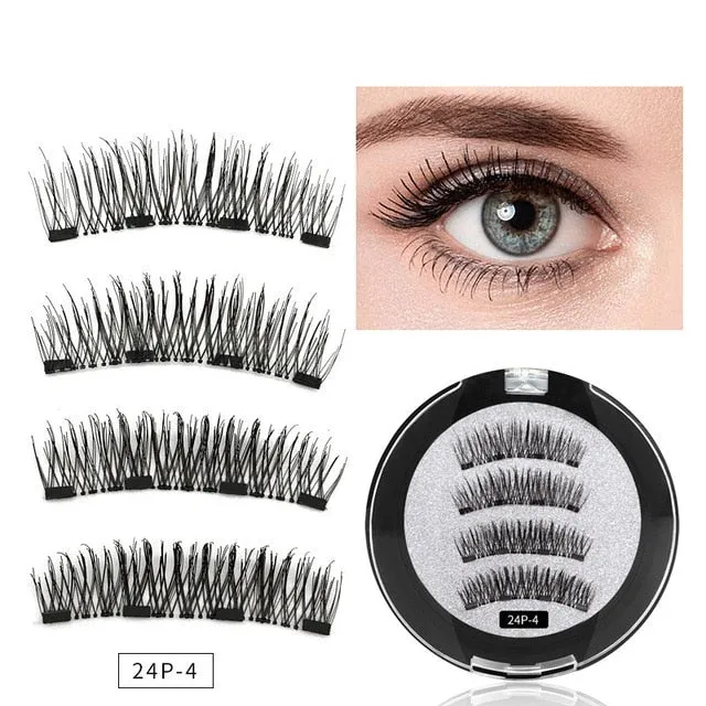 2 pair of 3D magnetic eyelashes handmade Mink eyelashes eye makeup extended false eyelashes repeated use magnetic fake eyelashes