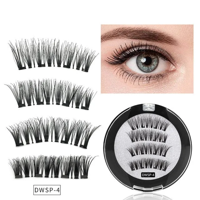 2 pair of 3D magnetic eyelashes handmade Mink eyelashes eye makeup extended false eyelashes repeated use magnetic fake eyelashes