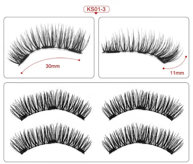 2 pair of 3D magnetic eyelashes handmade Mink eyelashes eye makeup extended false eyelashes repeated use magnetic fake eyelashes