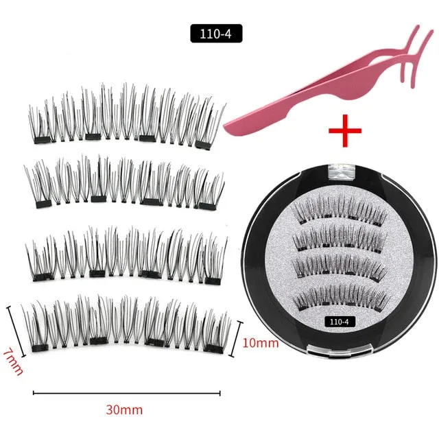 2 pair of 3D magnetic eyelashes handmade Mink eyelashes eye makeup extended false eyelashes repeated use magnetic fake eyelashes