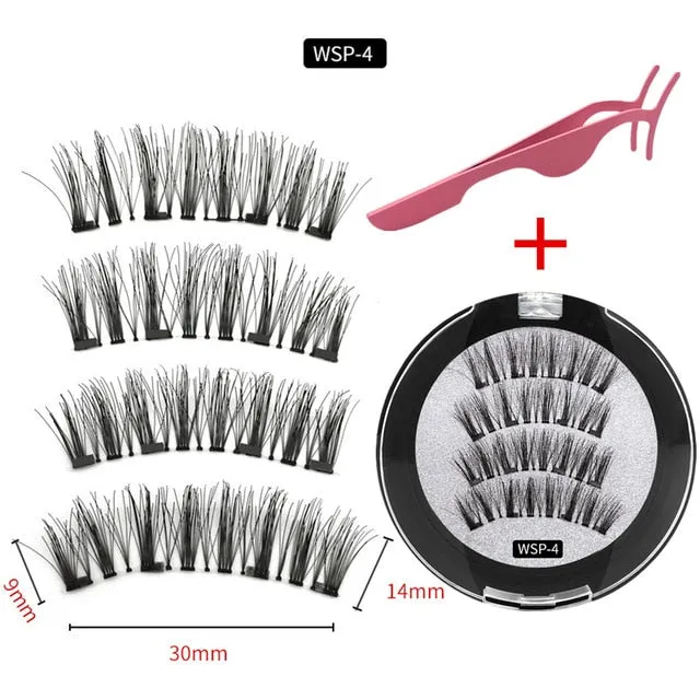 2 pair of 3D magnetic eyelashes handmade Mink eyelashes eye makeup extended false eyelashes repeated use magnetic fake eyelashes