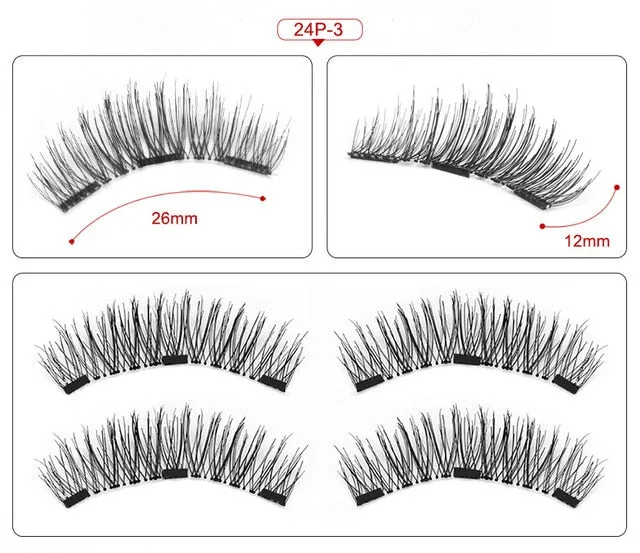 2 pair of 3D magnetic eyelashes handmade Mink eyelashes eye makeup extended false eyelashes repeated use magnetic fake eyelashes