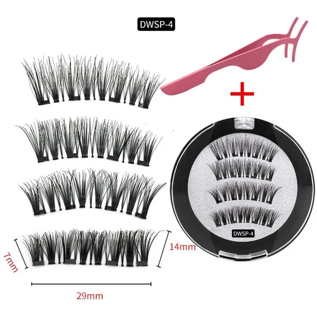 2 pair of 3D magnetic eyelashes handmade Mink eyelashes eye makeup extended false eyelashes repeated use magnetic fake eyelashes