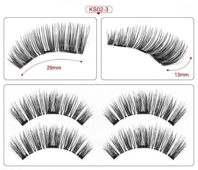 2 pair of 3D magnetic eyelashes handmade Mink eyelashes eye makeup extended false eyelashes repeated use magnetic fake eyelashes