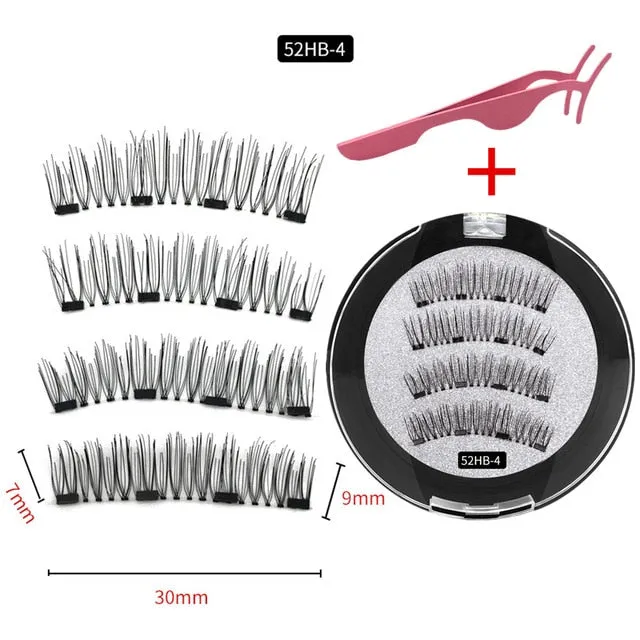 2 pair of 3D magnetic eyelashes handmade Mink eyelashes eye makeup extended false eyelashes repeated use magnetic fake eyelashes