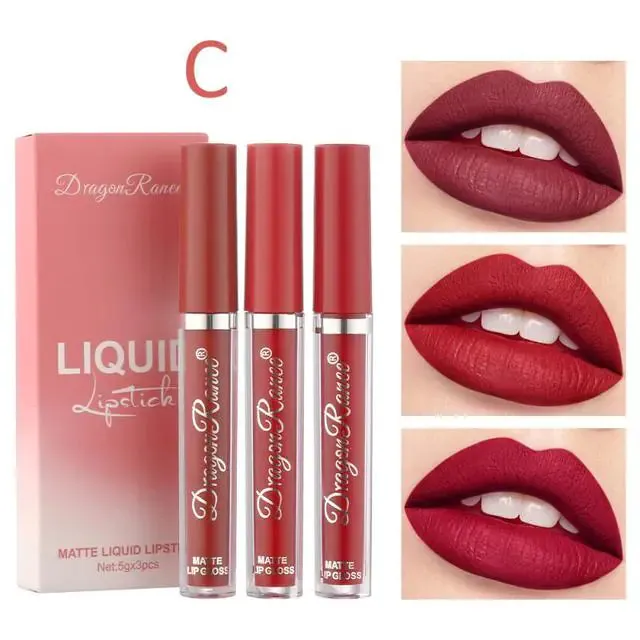 3pc/set Waterproof Matte Velvet Lip Gloss