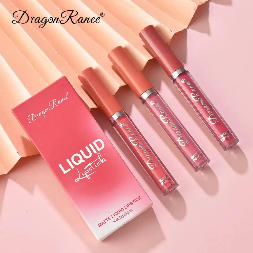 3pc/set Waterproof Matte Velvet Lip Gloss