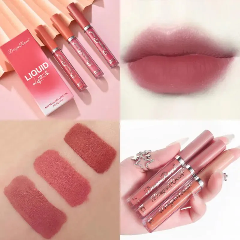 3pc/set Waterproof Matte Velvet Lip Gloss