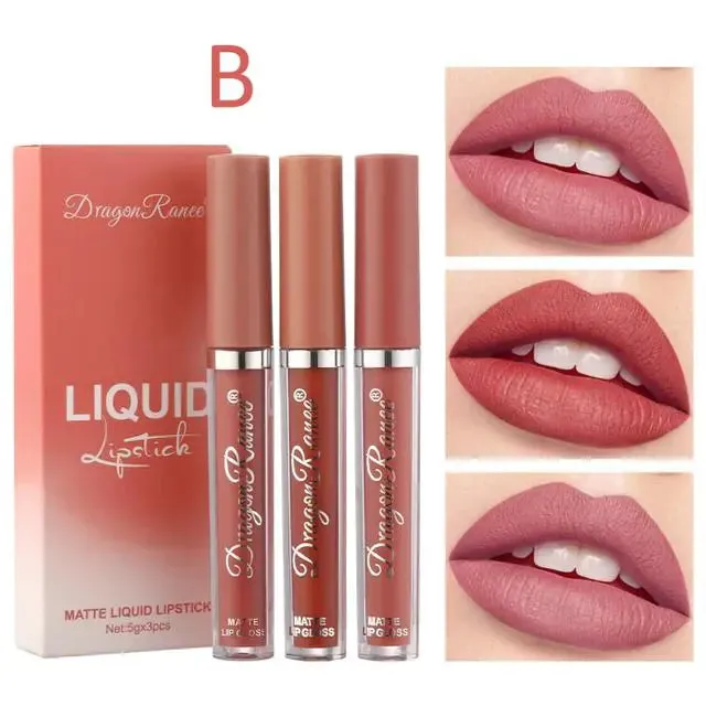 3pc/set Waterproof Matte Velvet Lip Gloss