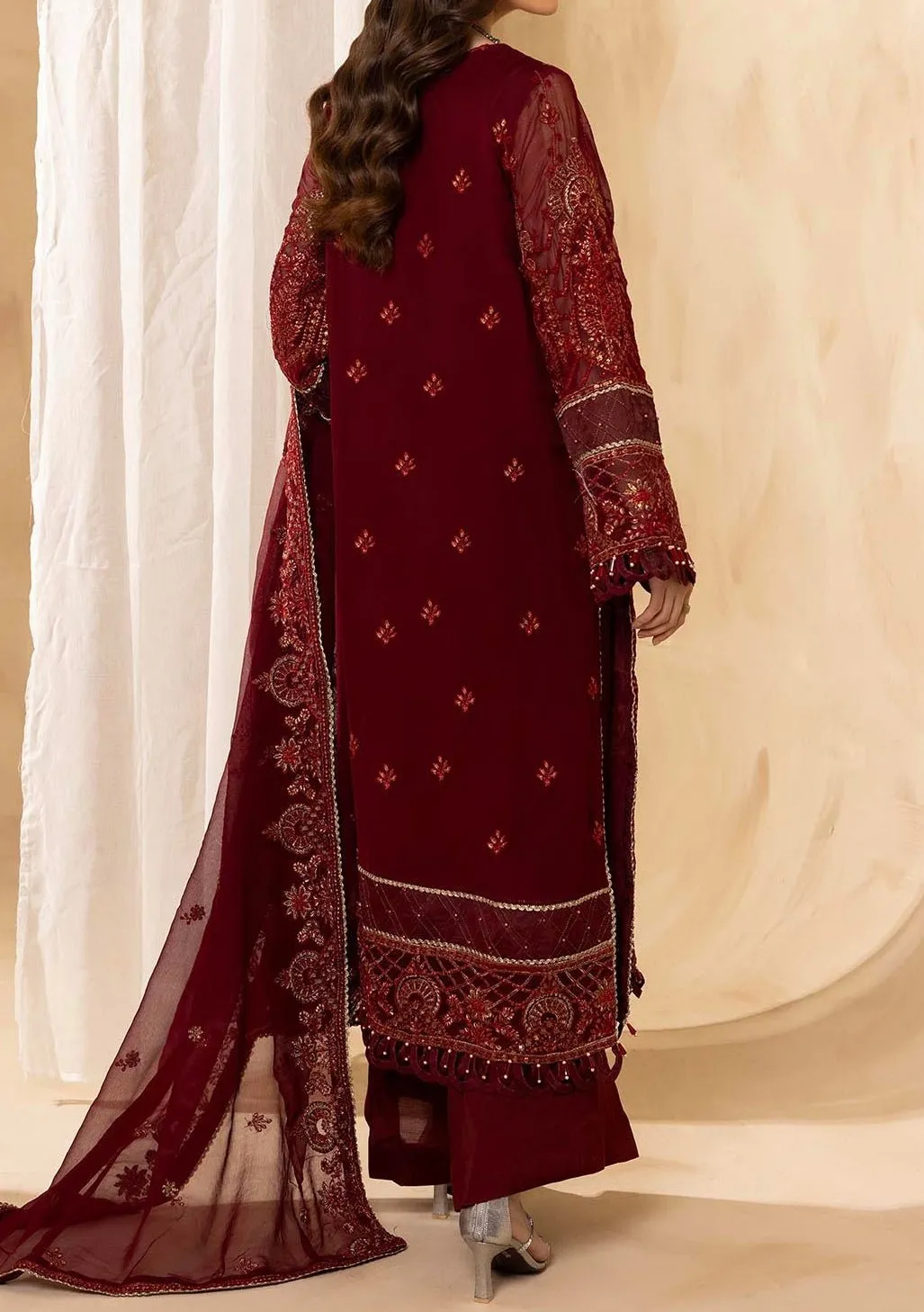 Adan's Libas Pakistani Embroidered Chiffon Dress