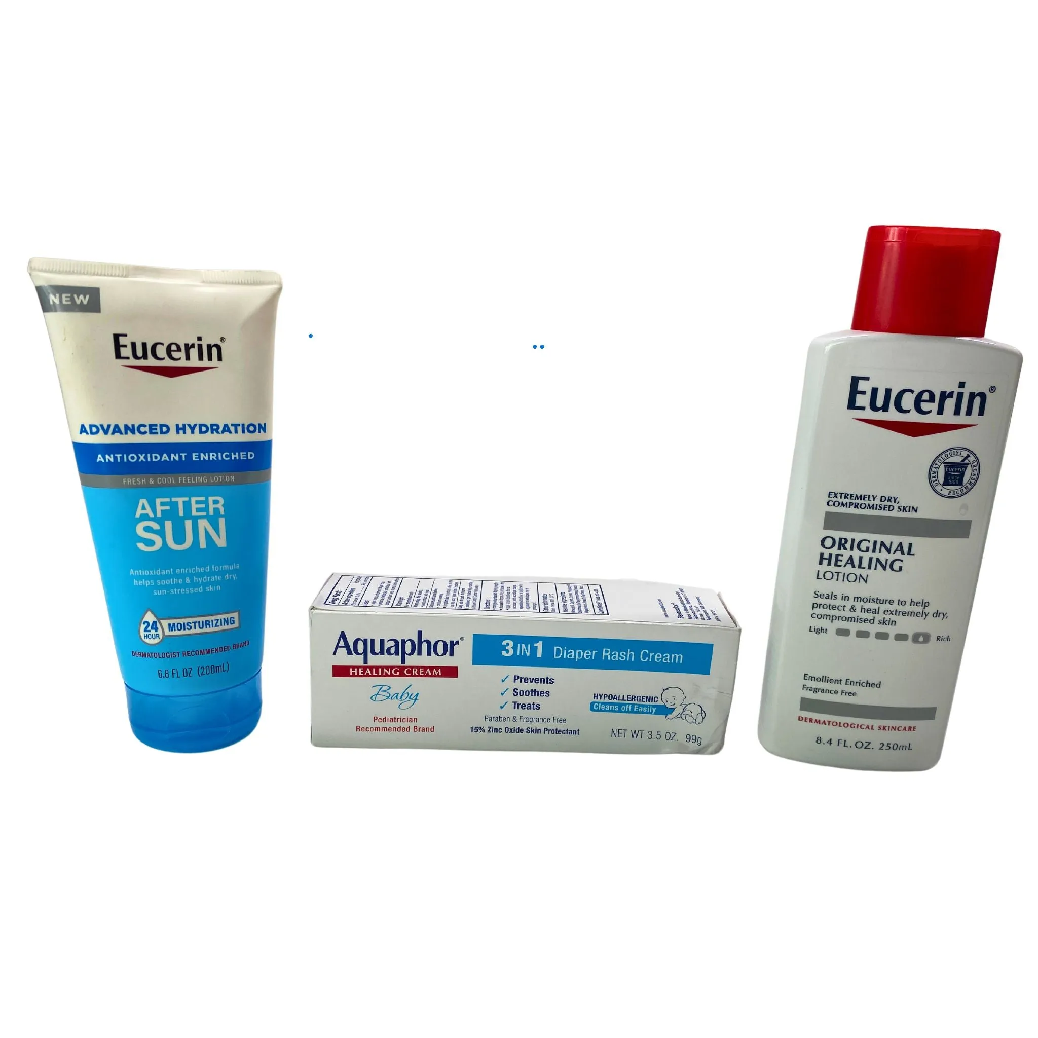 Aquaphor Baby Healing Cream & Eucerin After Sun & Original Healing Lotion Assorted Mix (36 Pcs Lot)