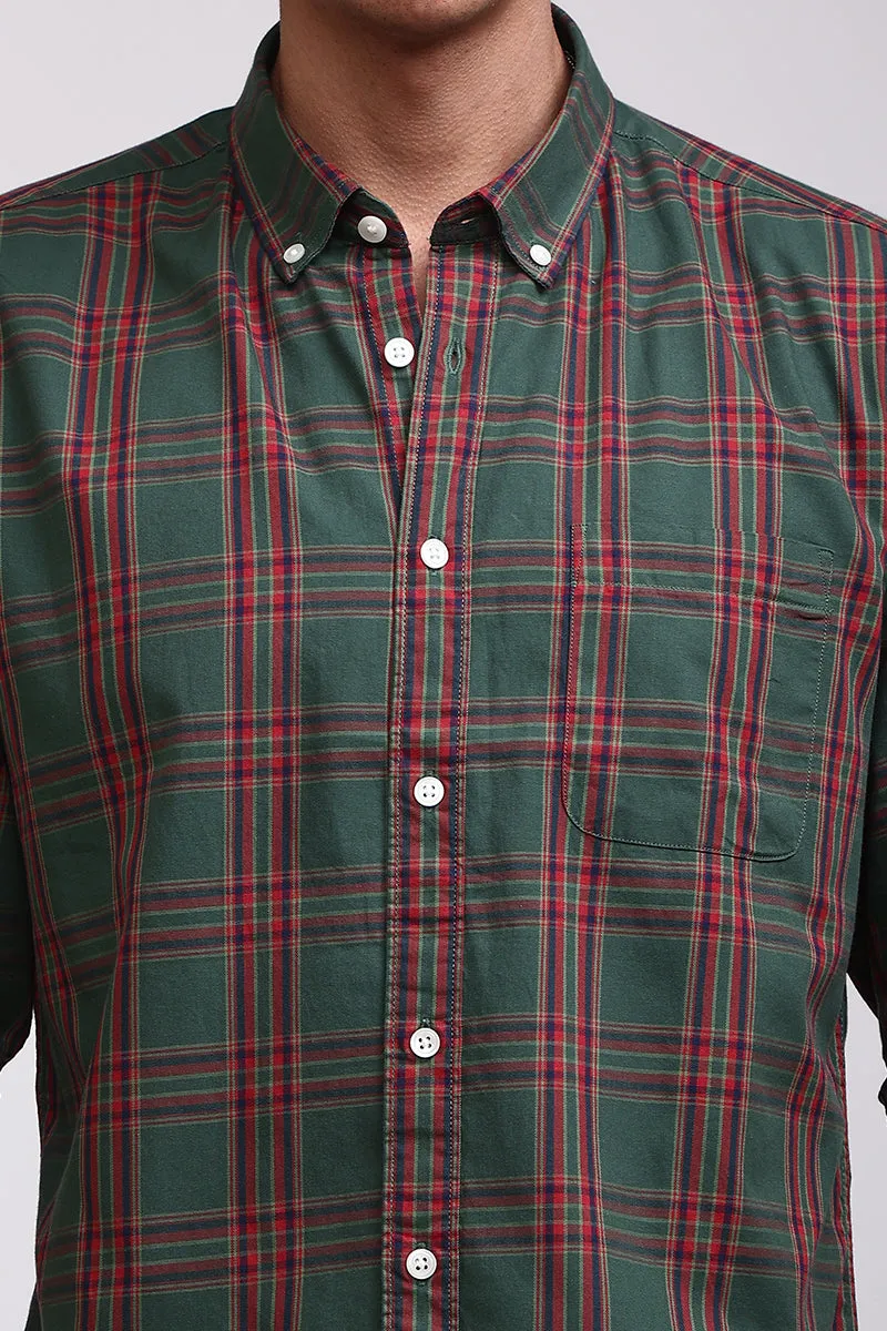 Basic Checks Dark Green Shirt