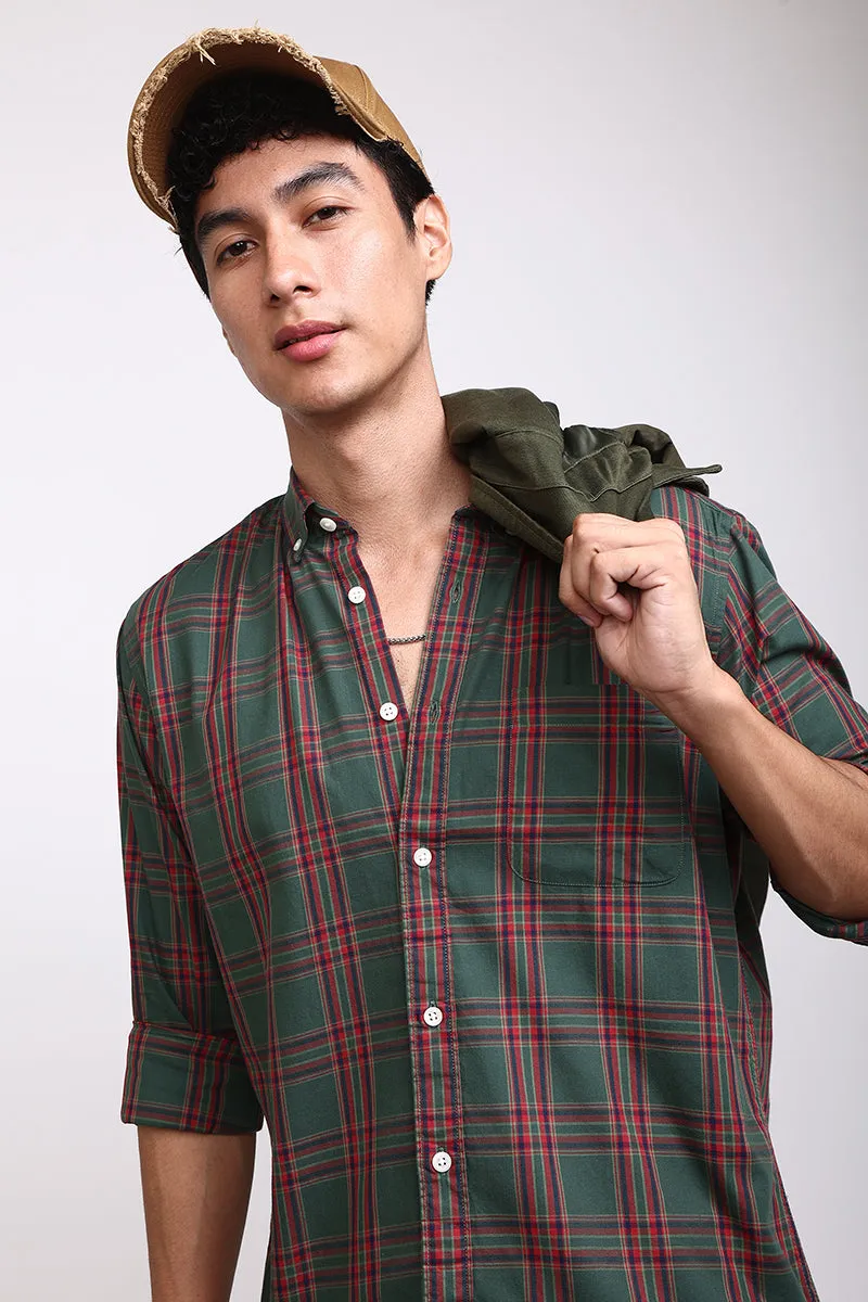 Basic Checks Dark Green Shirt