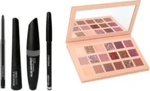 Bingeable HDA Multi Shades 18 Colors NUDE EDITION Eye Shadow Palette& Black Kajal& Eyeliner,Mscara,Kajal 3IN1 (3 Items in the set)