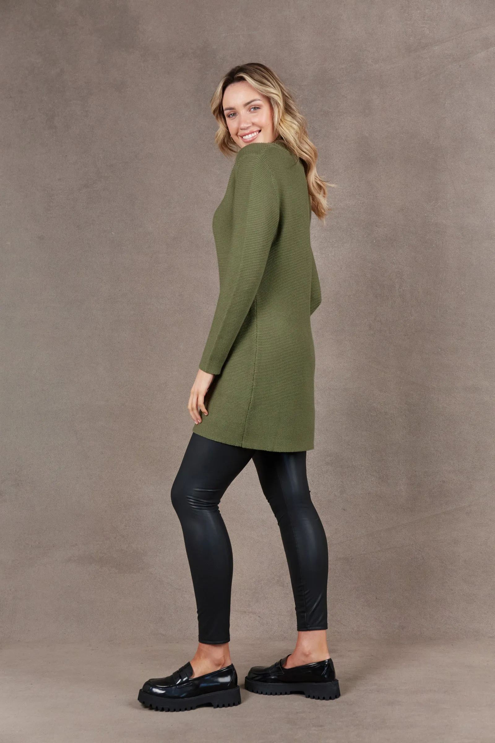 Britons Button Knit Top/Dress - Moss