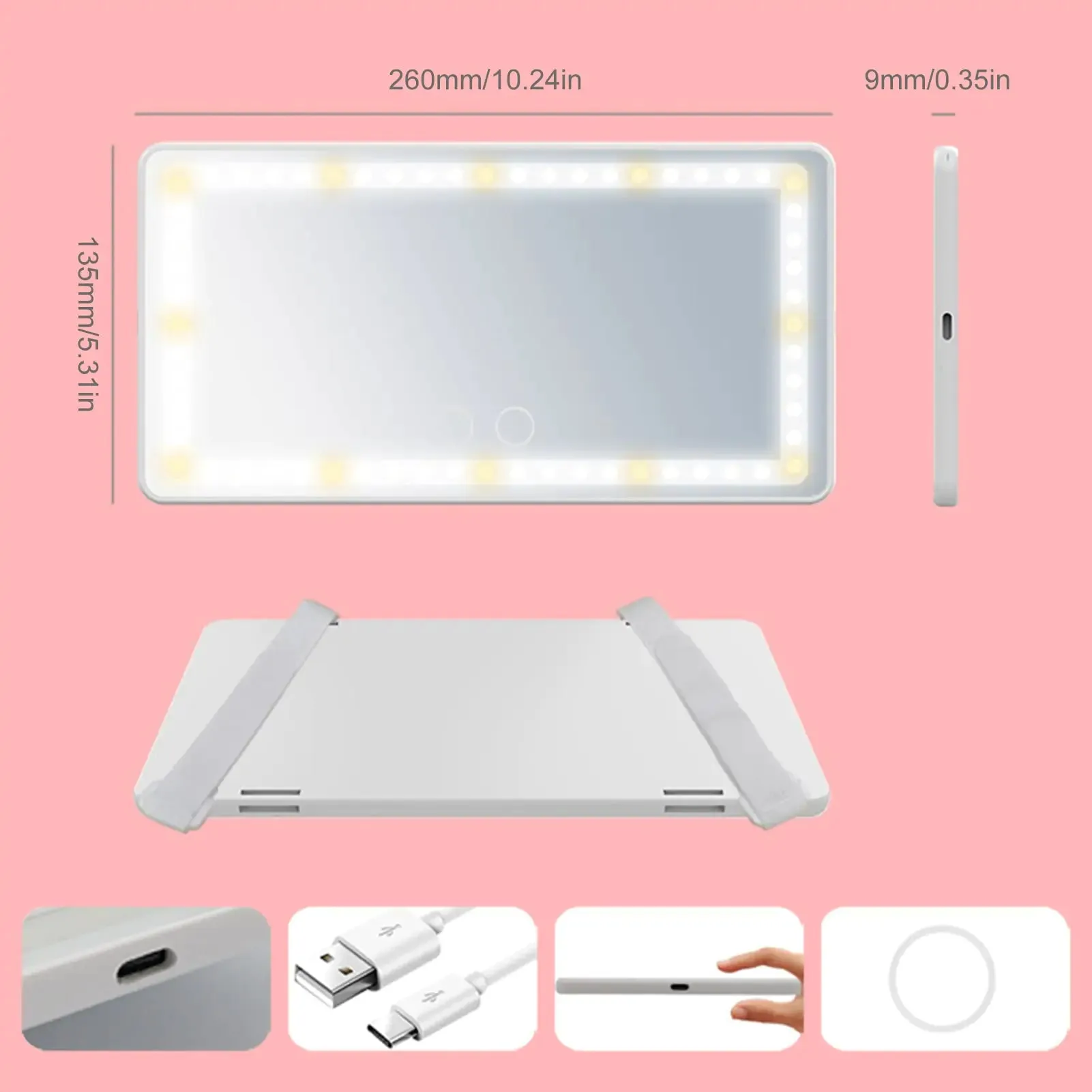 Car Visor Vanity Mirror with Lights