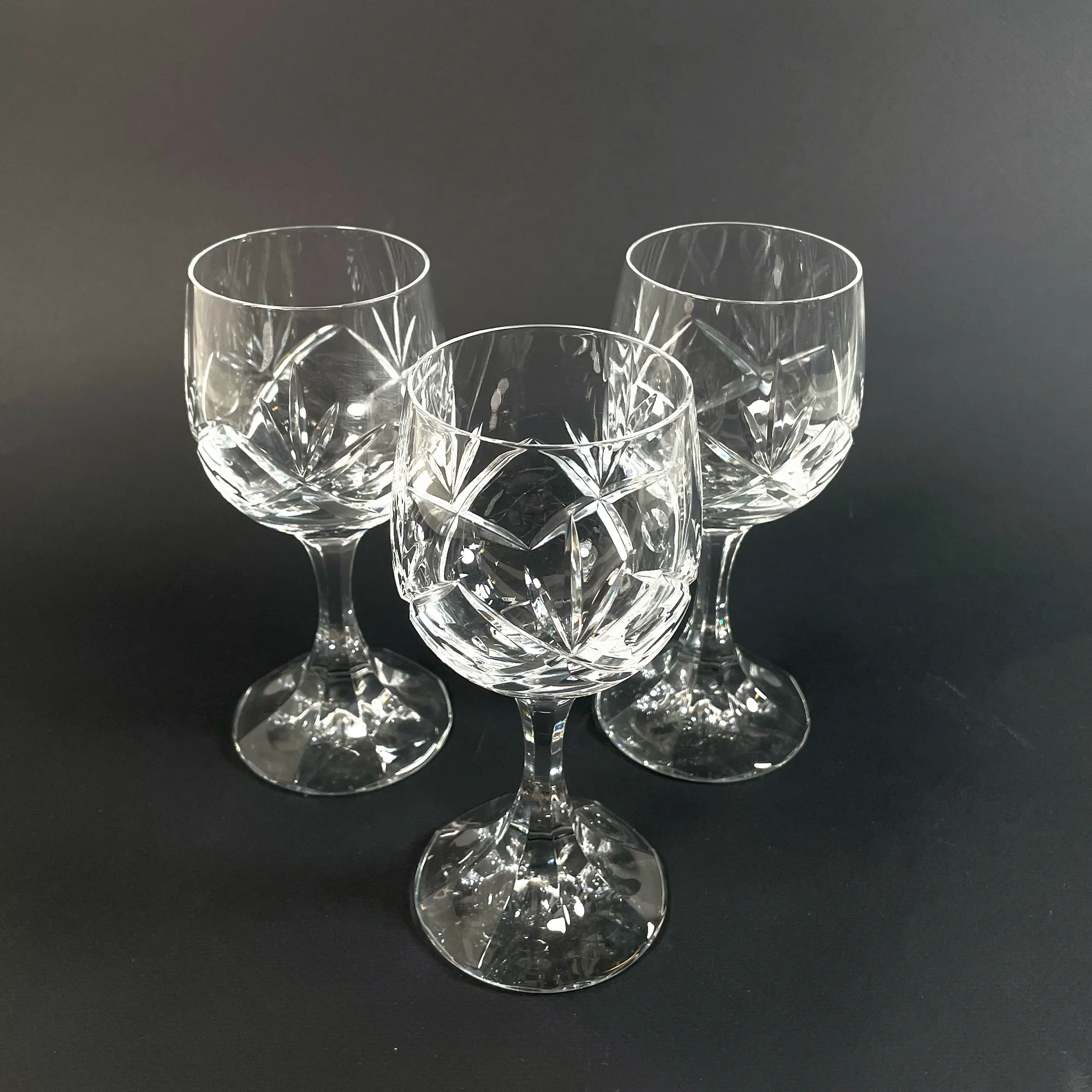 Ensemble De 3 Verres Vintage En Cristal Taillé De Bohème, 1980S - Pièce Vintage