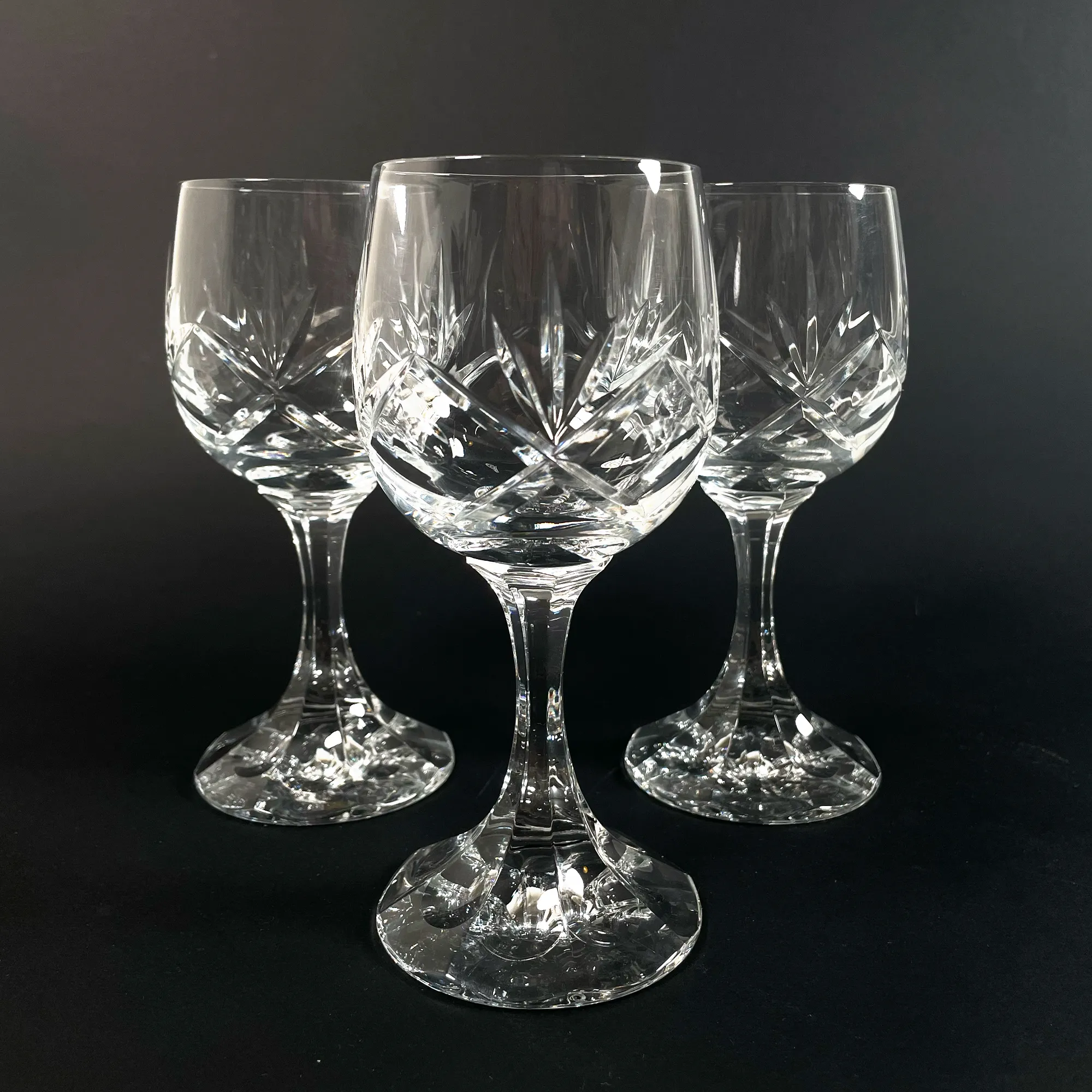 Ensemble De 3 Verres Vintage En Cristal Taillé De Bohème, 1980S - Pièce Vintage