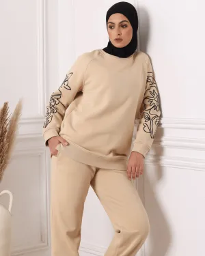 Ensemble Sweat-shirt Et Pantalon Beige Clair