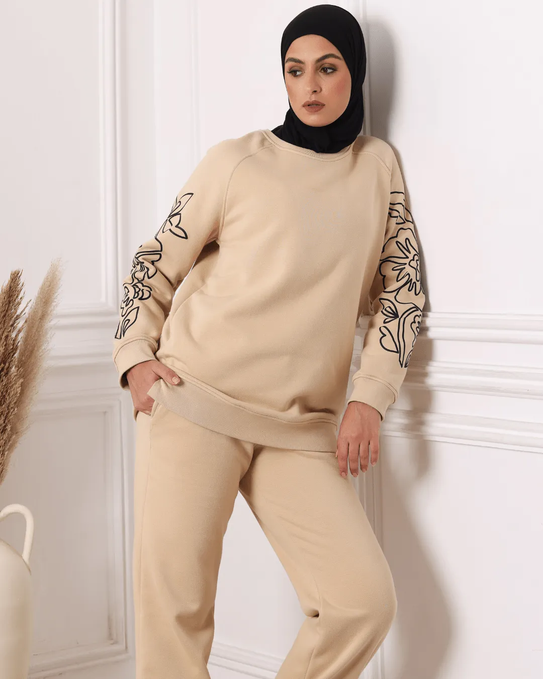 Ensemble Sweat-shirt Et Pantalon Beige Clair