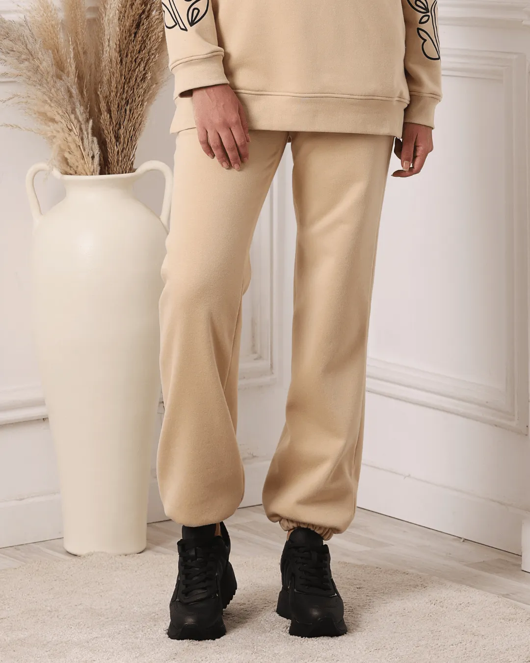 Ensemble Sweat-shirt Et Pantalon Beige Clair