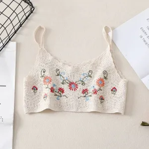 Fairy Embroidered Crochet Flower Layered Vest - Women's Slim Suspender Top