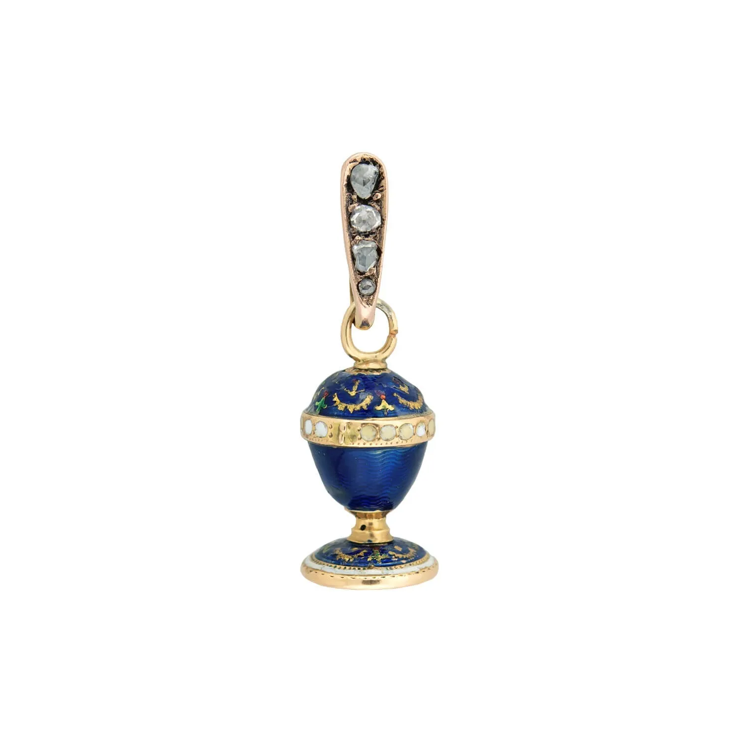 Georgian Petite 18k Quartz Urn Fob/Charm with Enamel