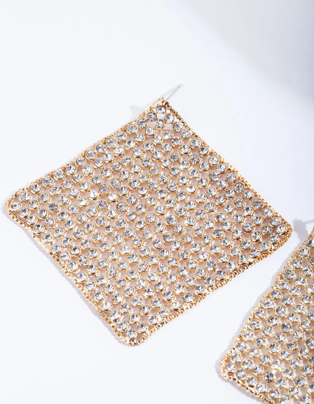 Gold Diamante Mesh Earring