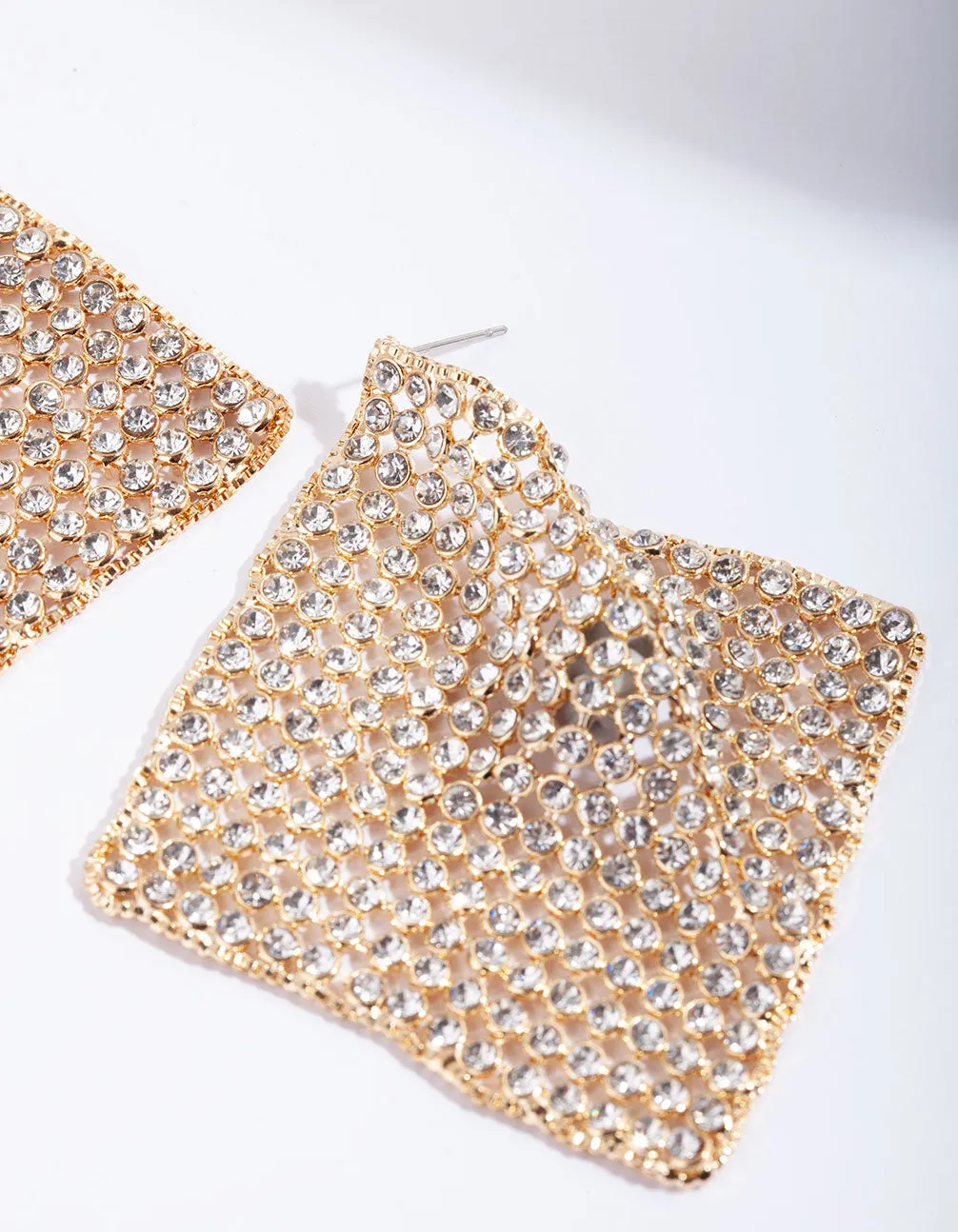 Gold Diamante Mesh Earring