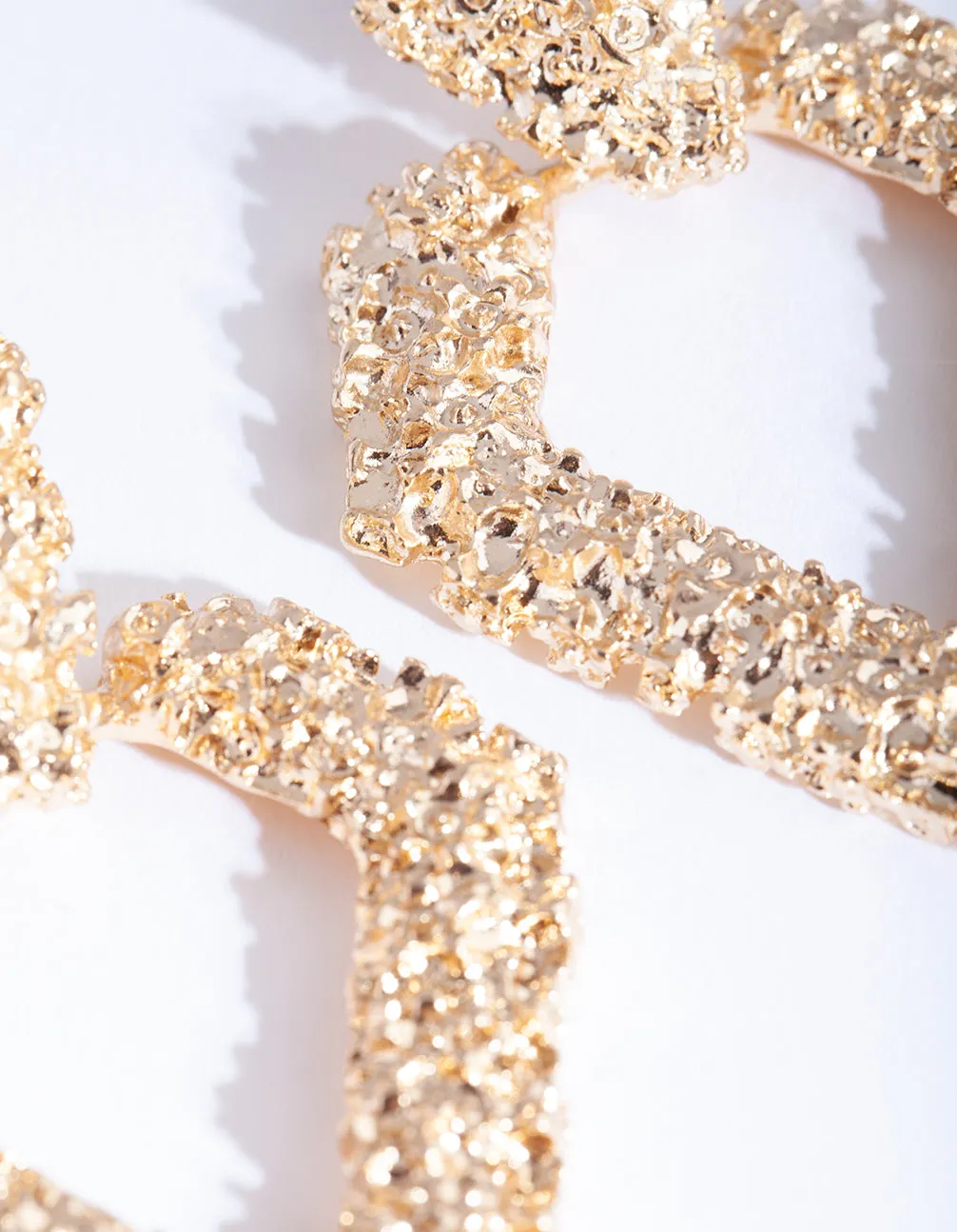 Gold Textured Diamond Drop Earring