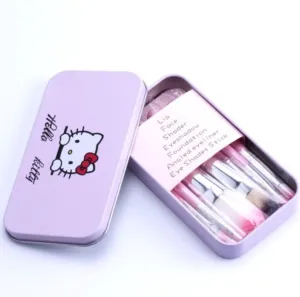 HELLO KITTY 7 pc Makeup Brush Kit w/ Tin Case