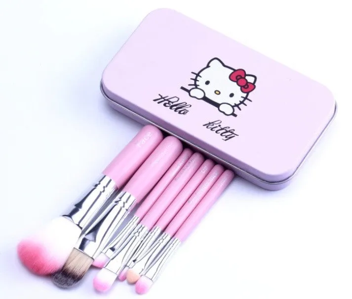 HELLO KITTY 7 pc Makeup Brush Kit w/ Tin Case