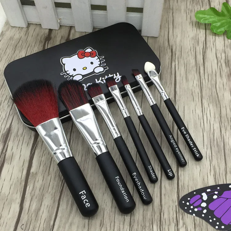 HELLO KITTY 7 pc Makeup Brush Kit w/ Tin Case