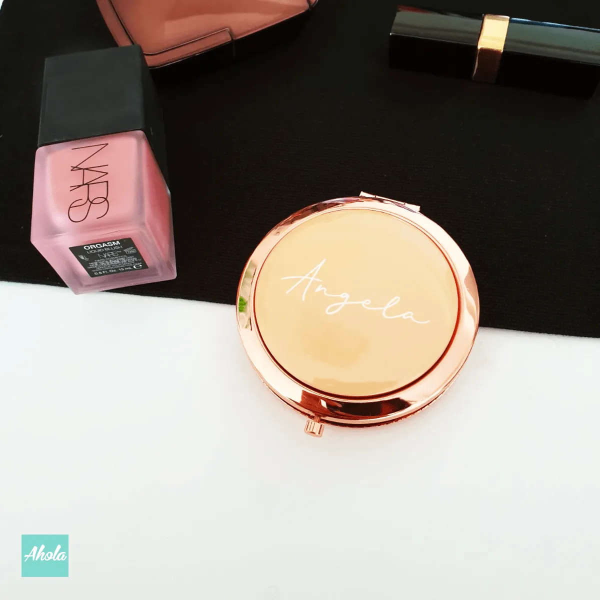 【Pantone】 Round Double Sided Compact Mirror 玫瑰金隨身鏡盒