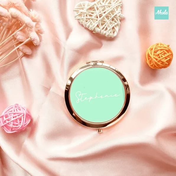 【Pantone】 Round Double Sided Compact Mirror 玫瑰金隨身鏡盒