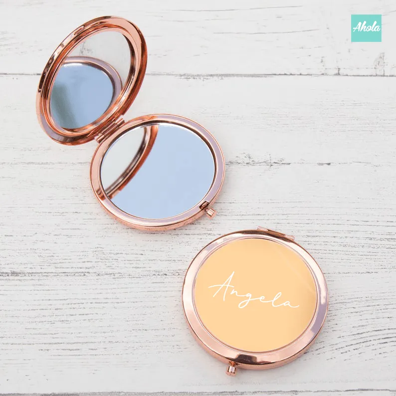 【Pantone】 Round Double Sided Compact Mirror 玫瑰金隨身鏡盒