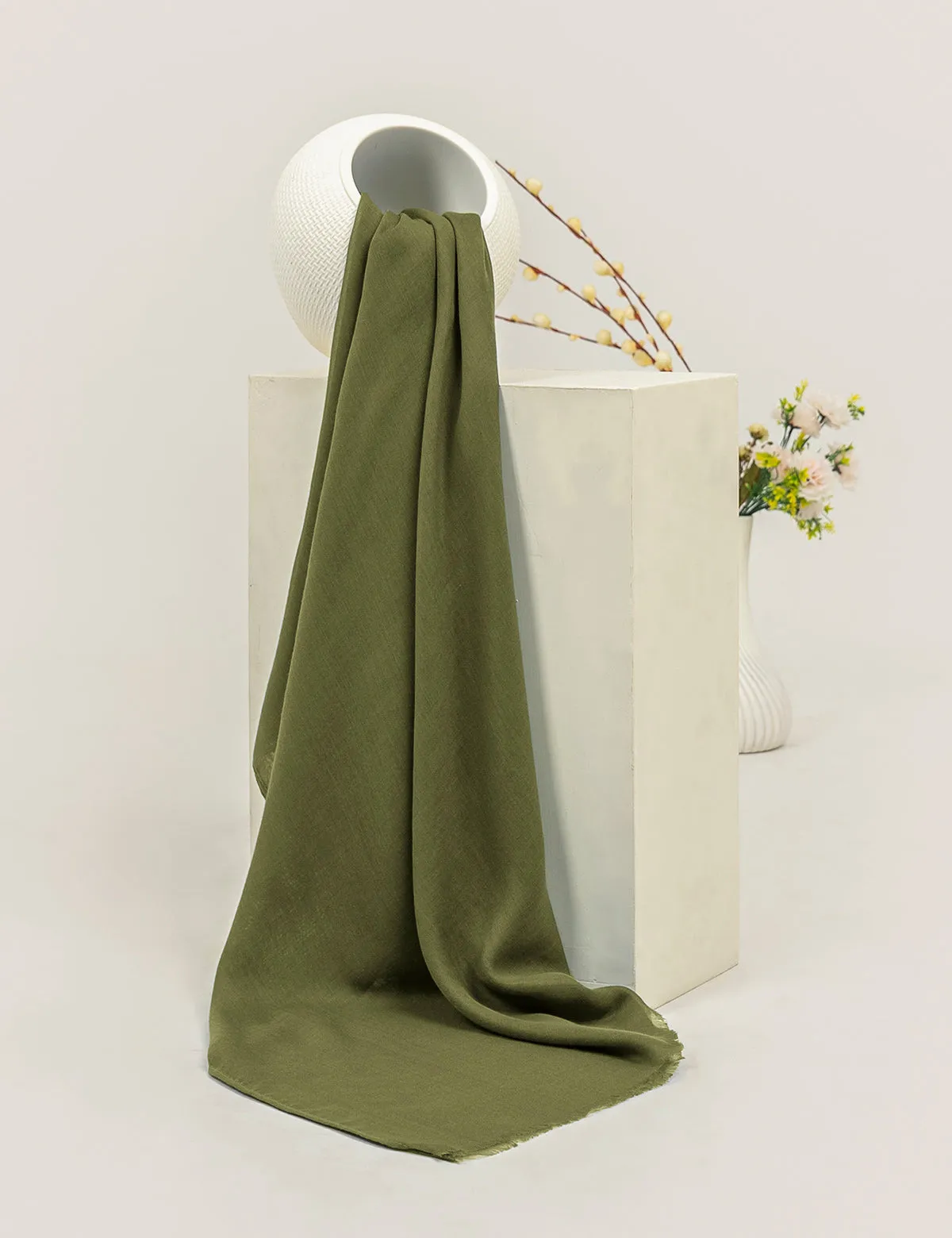 Plain Lawn Hijabs - Olive