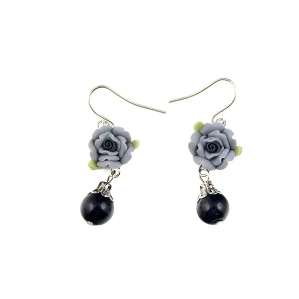 Polymer Rose Pearl Earrings