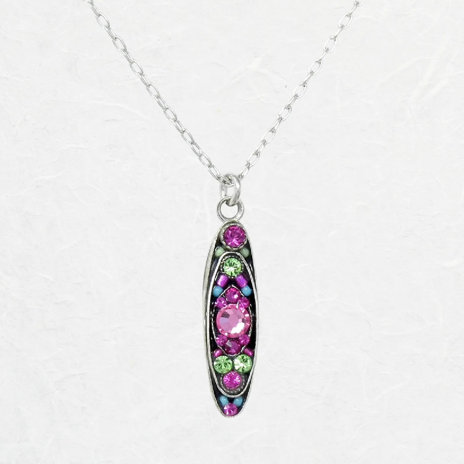 Rose Sparkle Oval Pendant Necklace