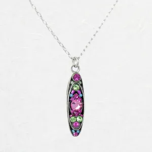 Rose Sparkle Oval Pendant Necklace