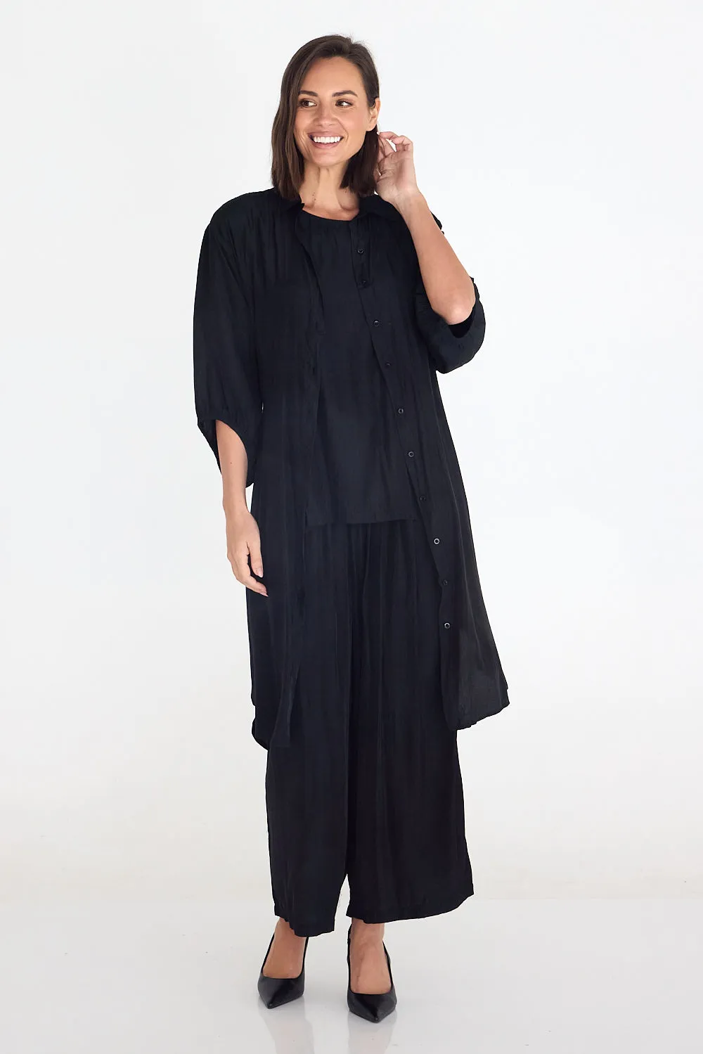 Tamara Extra Long Comfort Shirt - Black