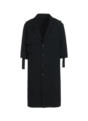 WASHER FINISHED WOOL GABARDINE LONG JACKET WITH TAPED SLEEVES